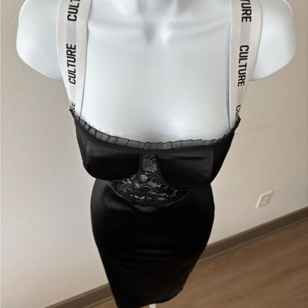 Satin Dress Medium Lace Mesh Ruffle Bustier BodyCon Festival Dark Fairy Romantic - Picture 11 of 12